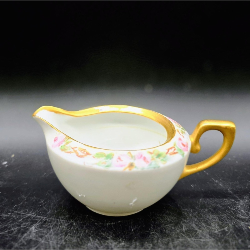 Vintage RS Germany Hand Painted Porcelain Creamer Flower Floral 2"